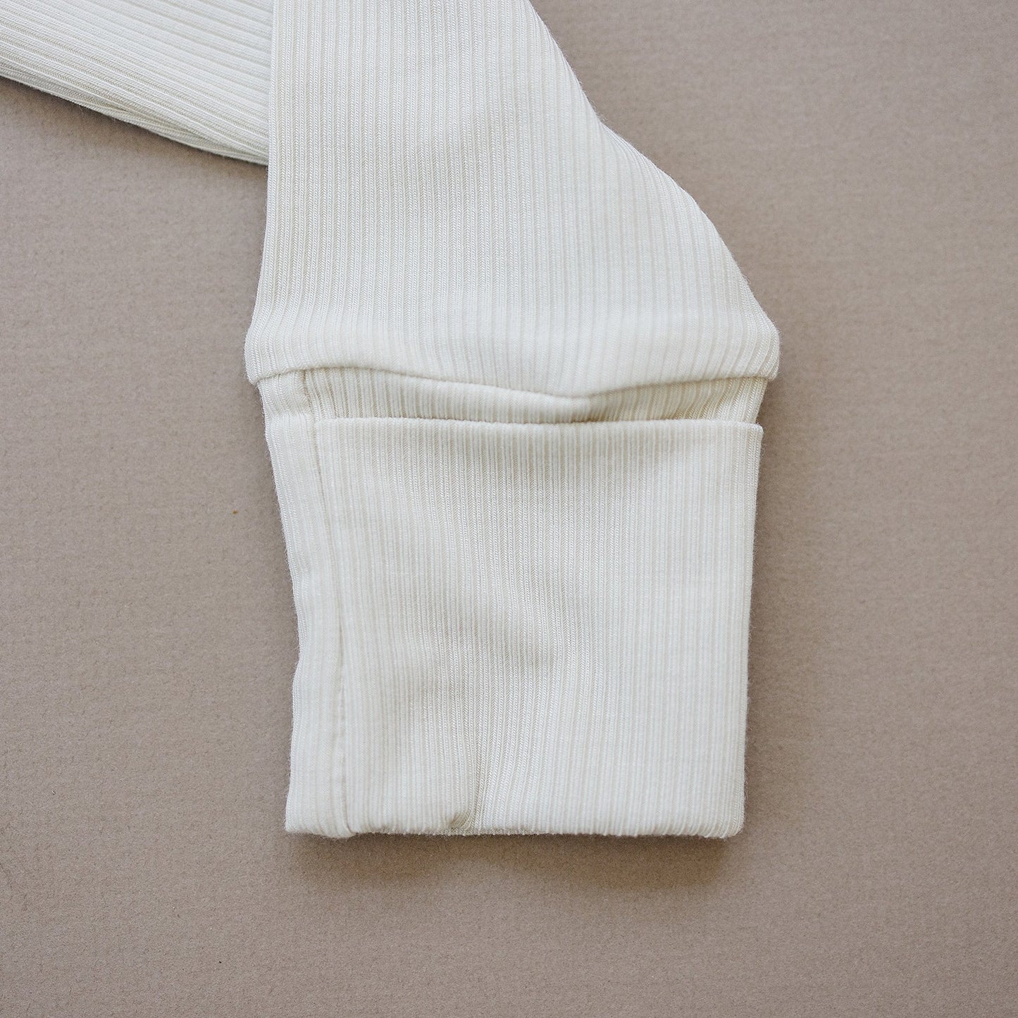 Cream Ribbed Bamboo Zipper - Little Joy Co.