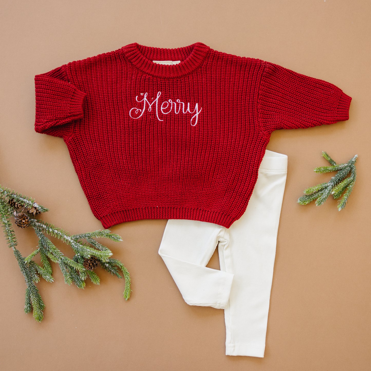 Custom Embroidered Christmas Sweater - Red, Green or Beige