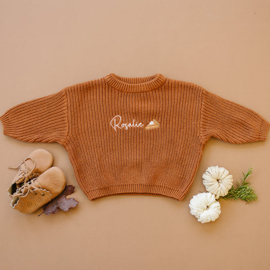 Custom Embroidered Thanksgiving Sweater - Pie or Turkey