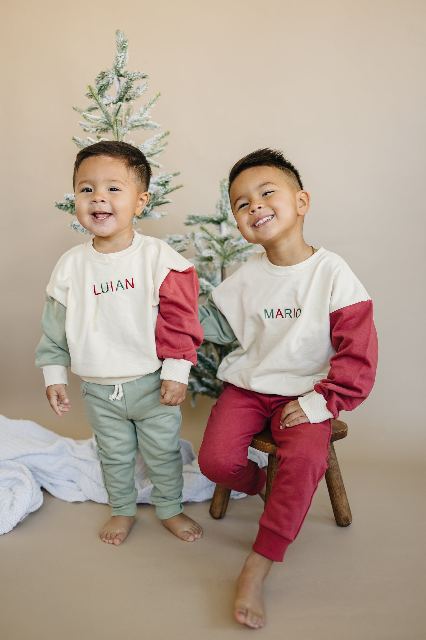 Custom Embroidered Christmas Colorblock Sweatshirt or Romper