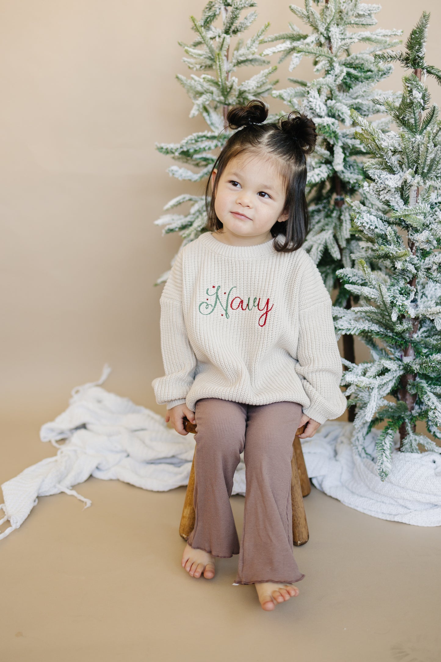 Custom Embroidered Christmas Sweater - Red, Green or Beige