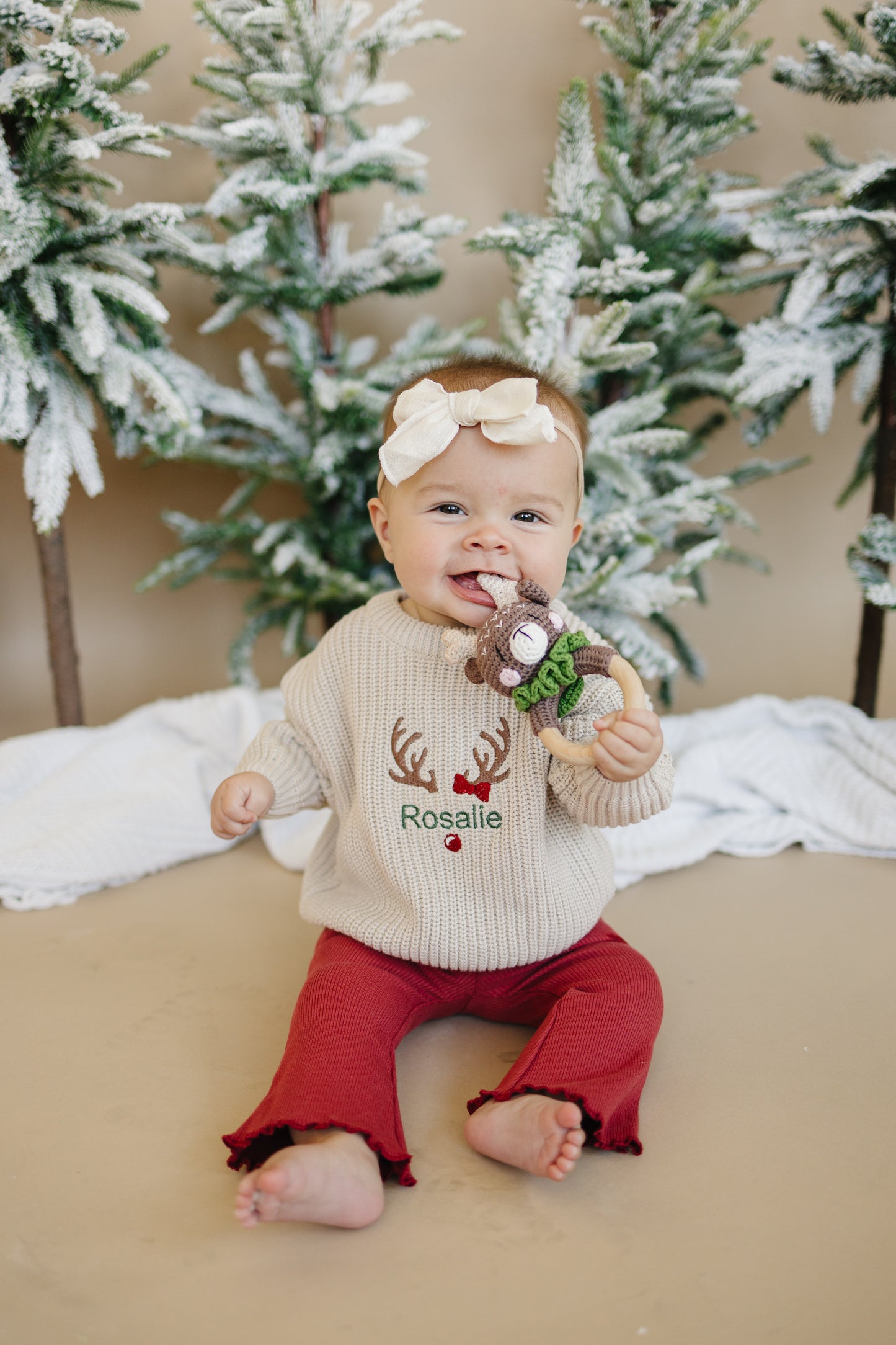 Custom Embroidered Christmas Sweater - Red, Green or Beige