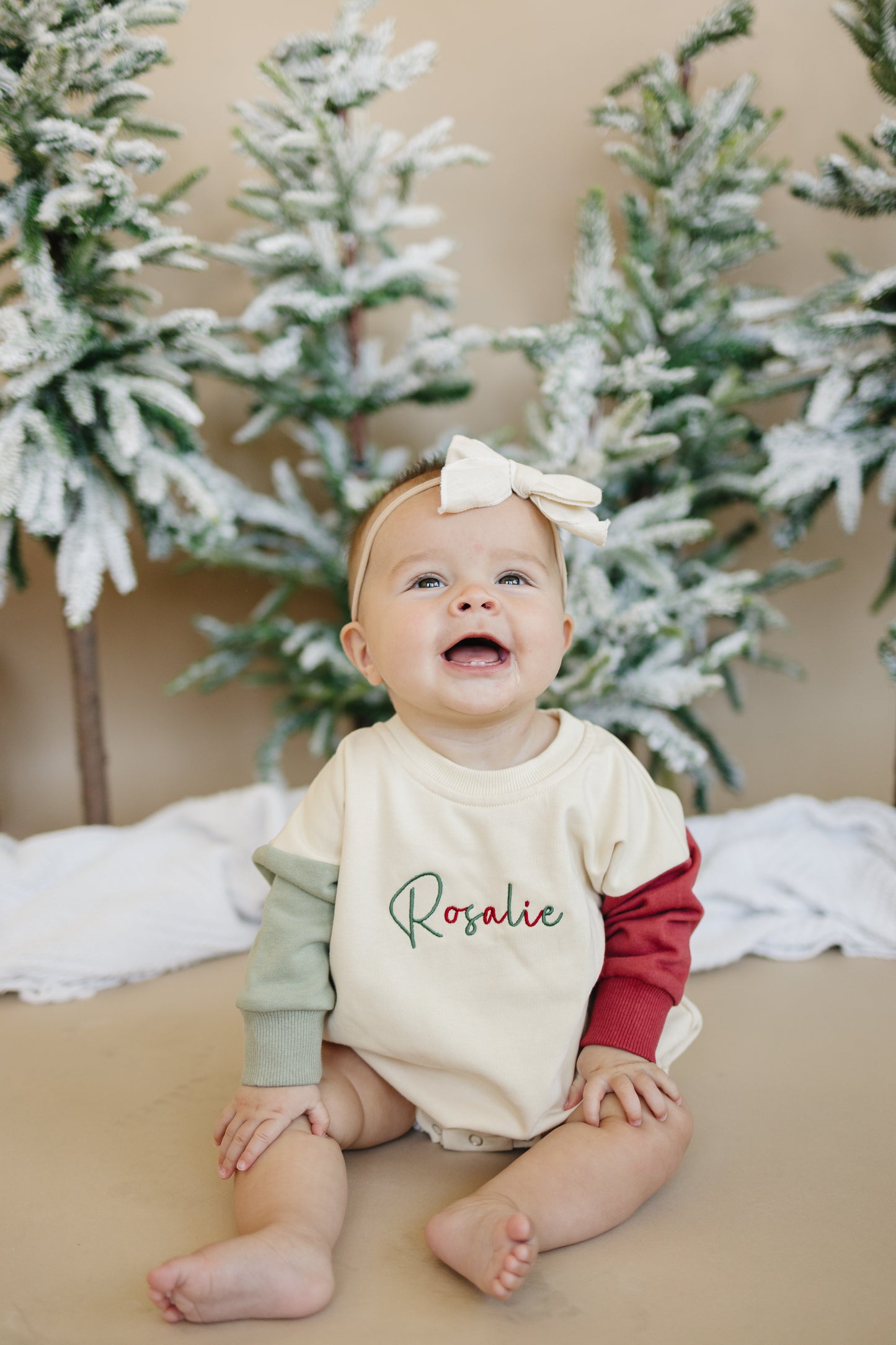 CHRISTMAS PREORDER Blank Colorblock Sweatshirt Romper