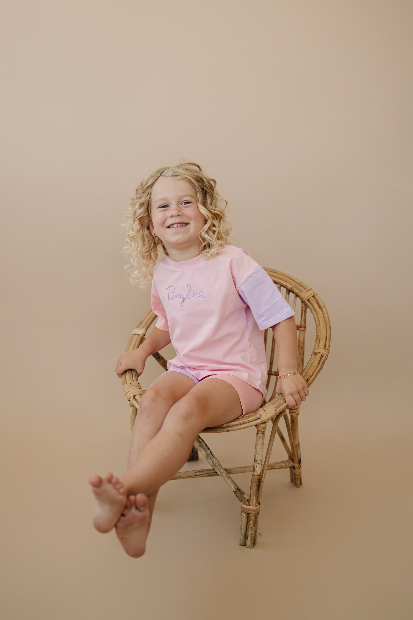 Custom Embroidered Colorblock Tee and Shorts Set
