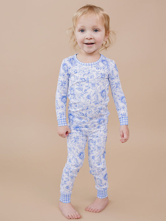 Bamboo Two Piece Set | Blue Flowers