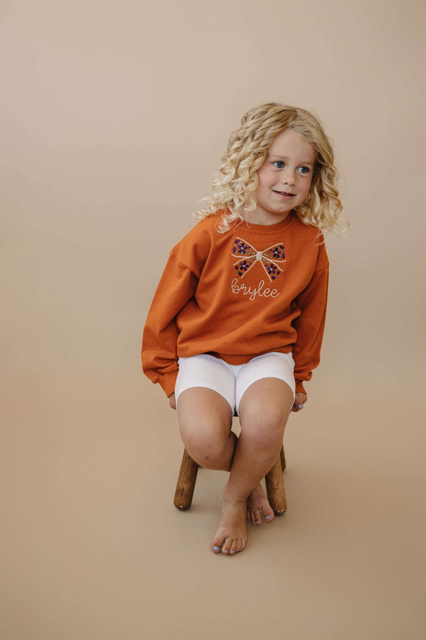 Custom Embroidered Orange Crewneck Sweatshirt or Romper