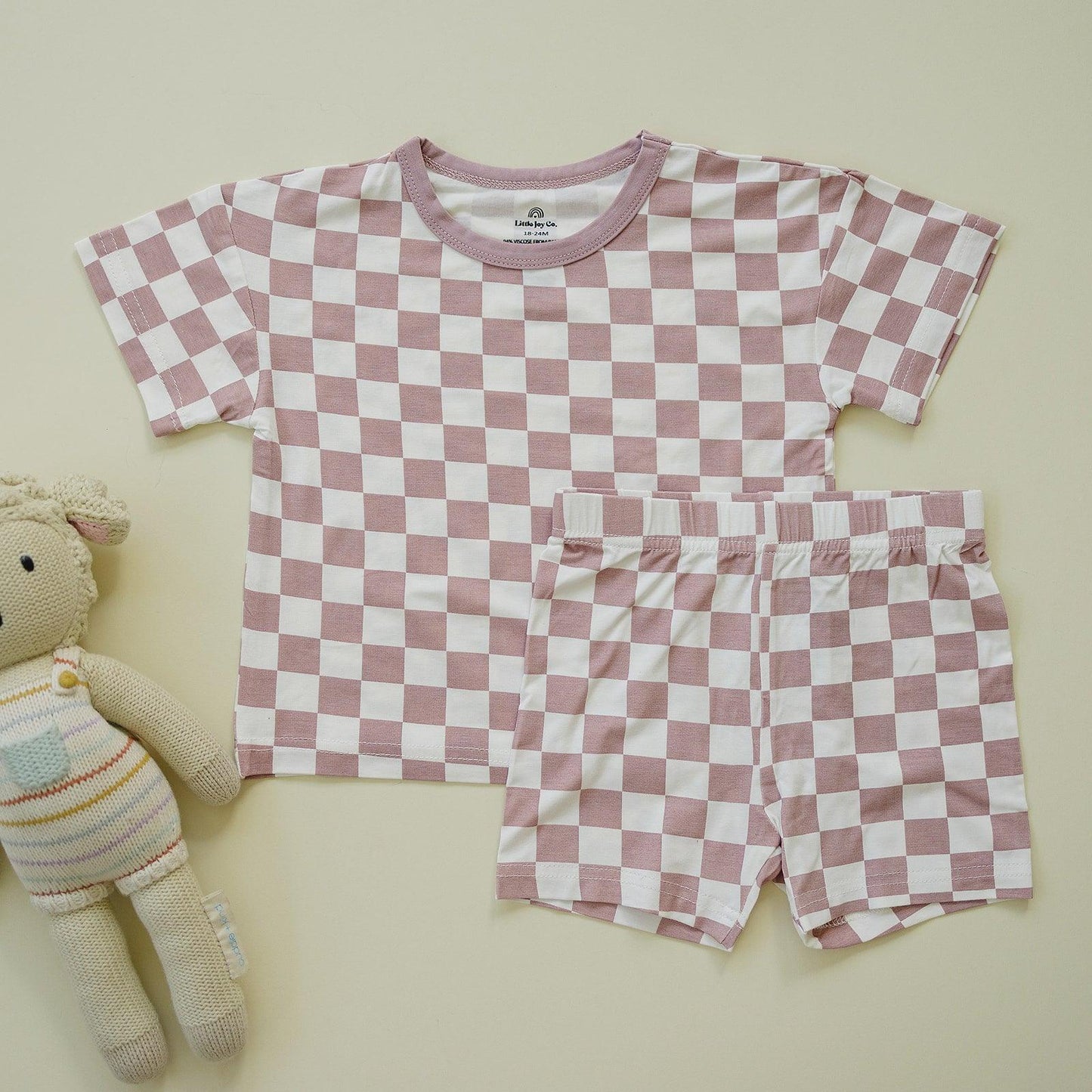 Tropical Haze Check 2pc Bamboo Lounge Set - Little Joy Co.