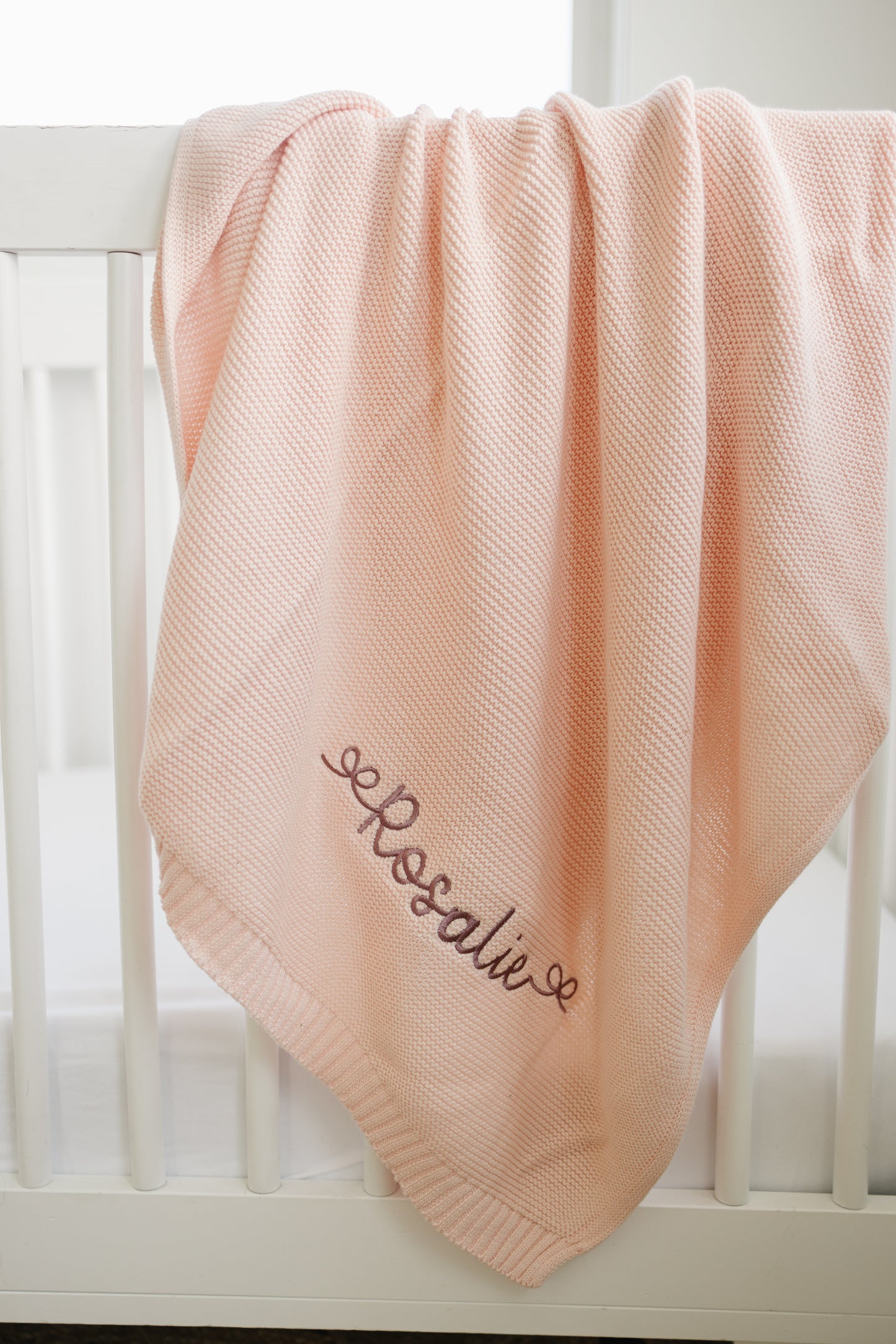 Custom Embroidered Knit Blanket - Blue Gray