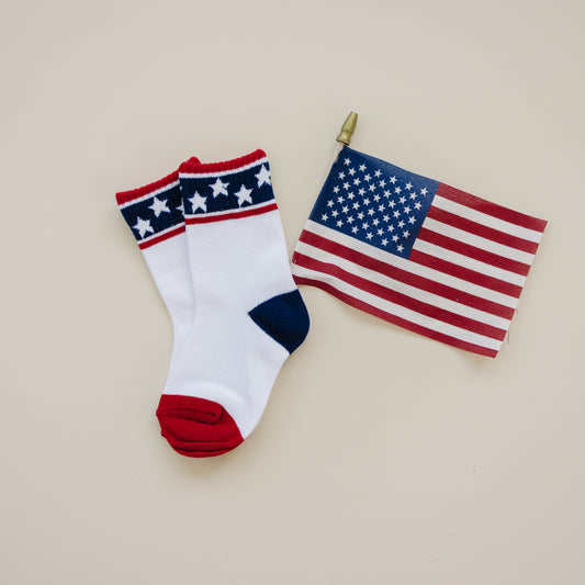 Stars and Stripes 4th of July Socks - Infant, Toddler, Youth & Adult Sizes