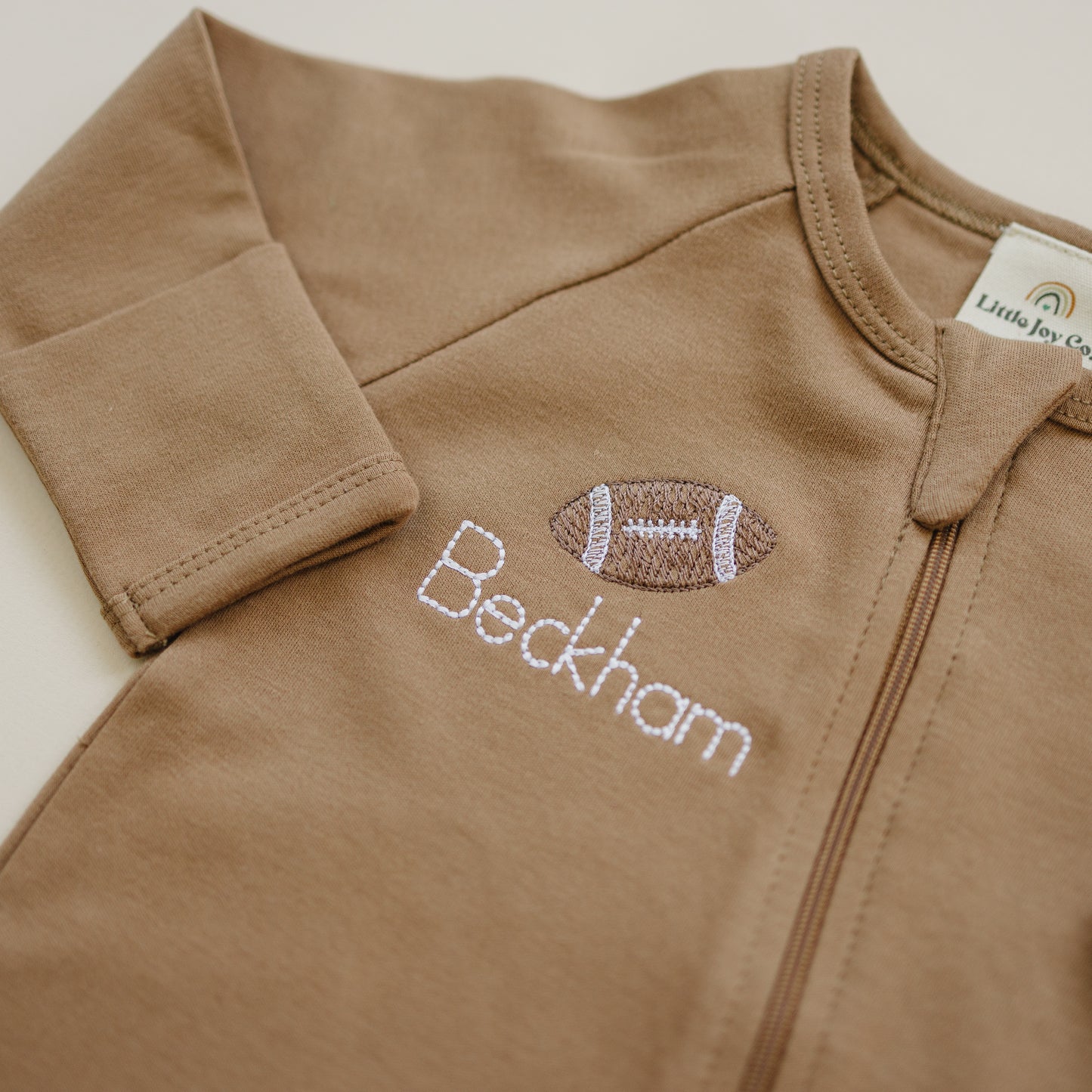 Custom Embroidered Organic Cotton Romper - Football Embroidery