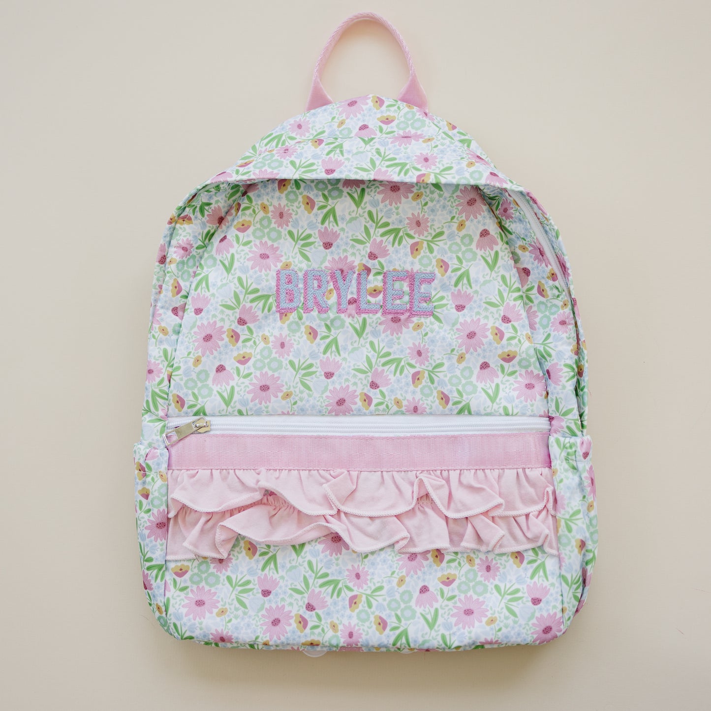 NEW Custom Embroidered Ruffle Floral Backpack