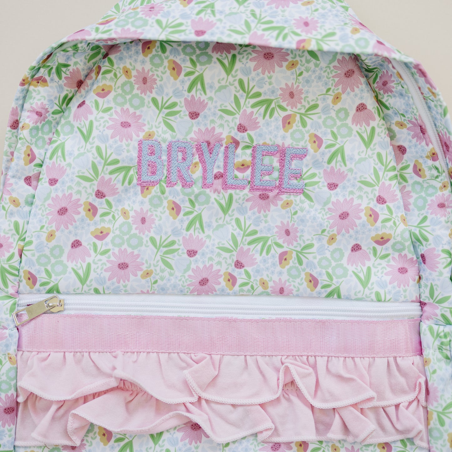 NEW Custom Embroidered Ruffle Floral Backpack