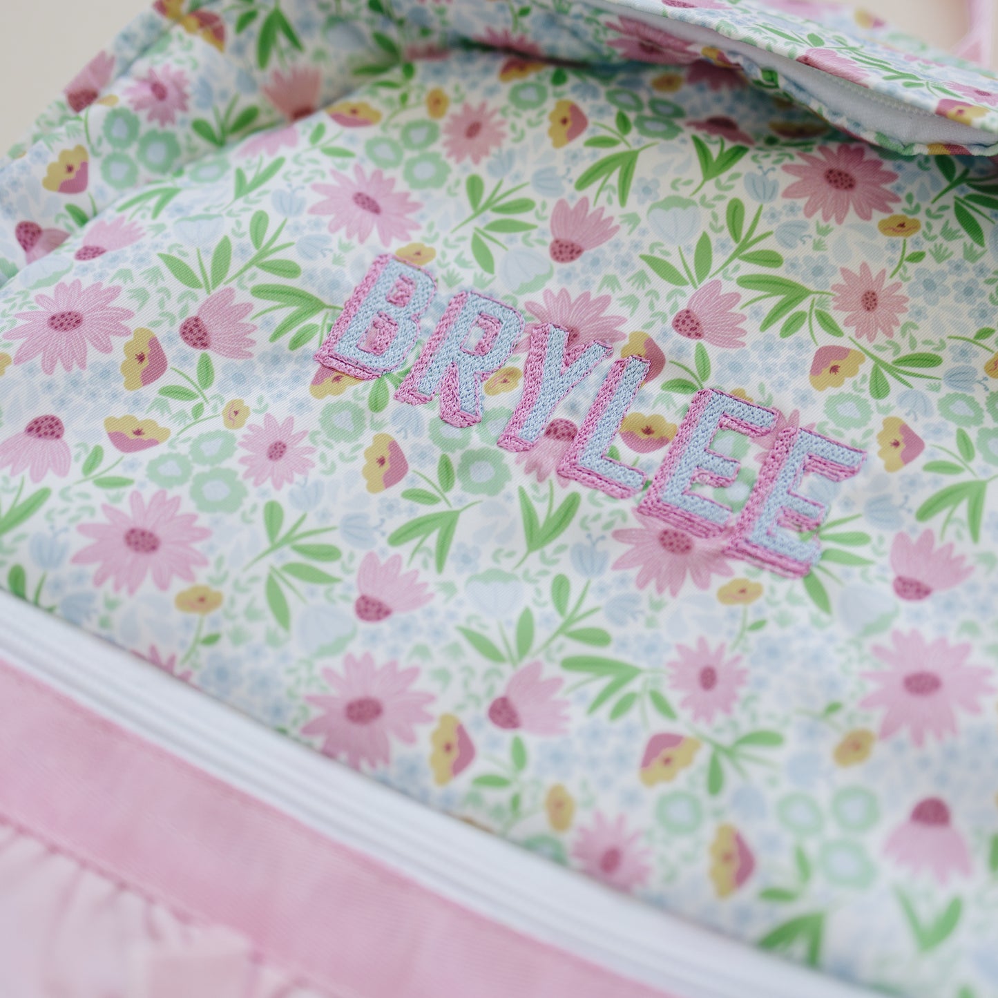 NEW Custom Embroidered Ruffle Floral Backpack