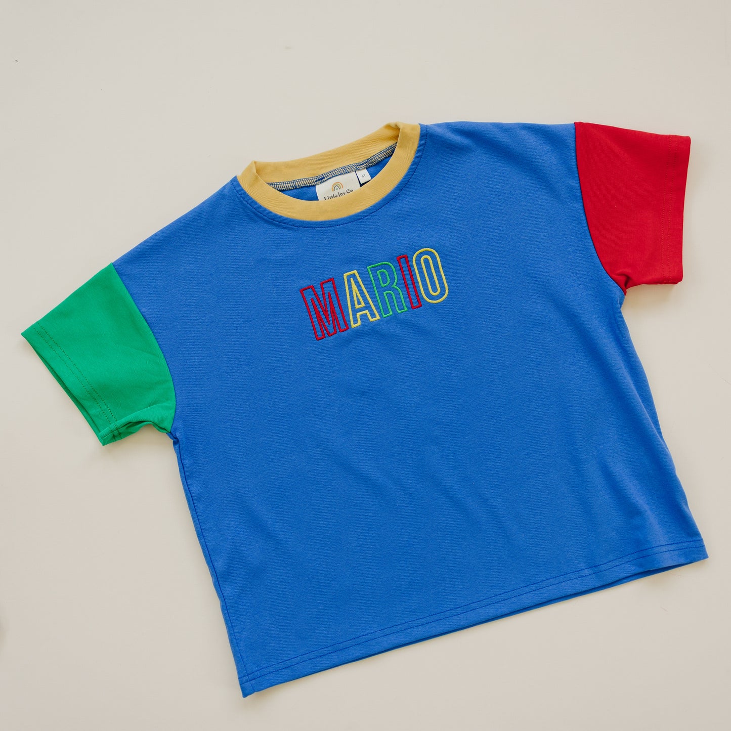 Custom Embroidered 90s Colorblock Tee and Biker Shorts Set