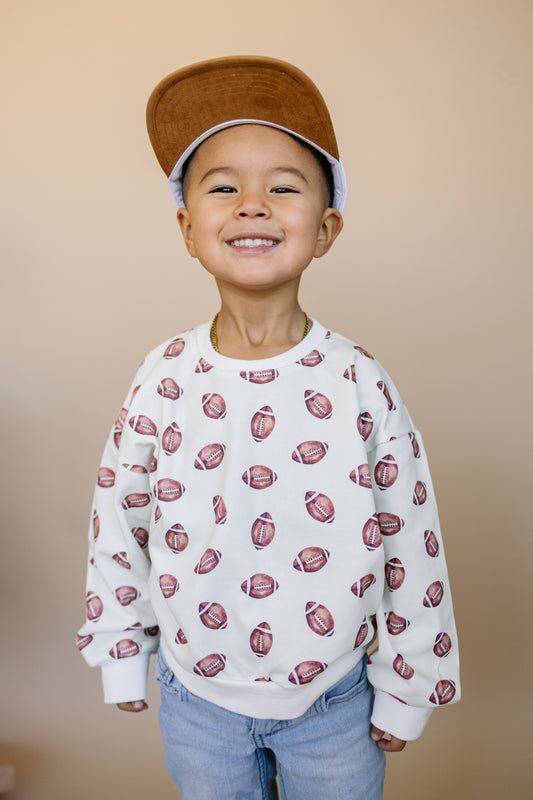 Football Print Crewneck Sweatshirt