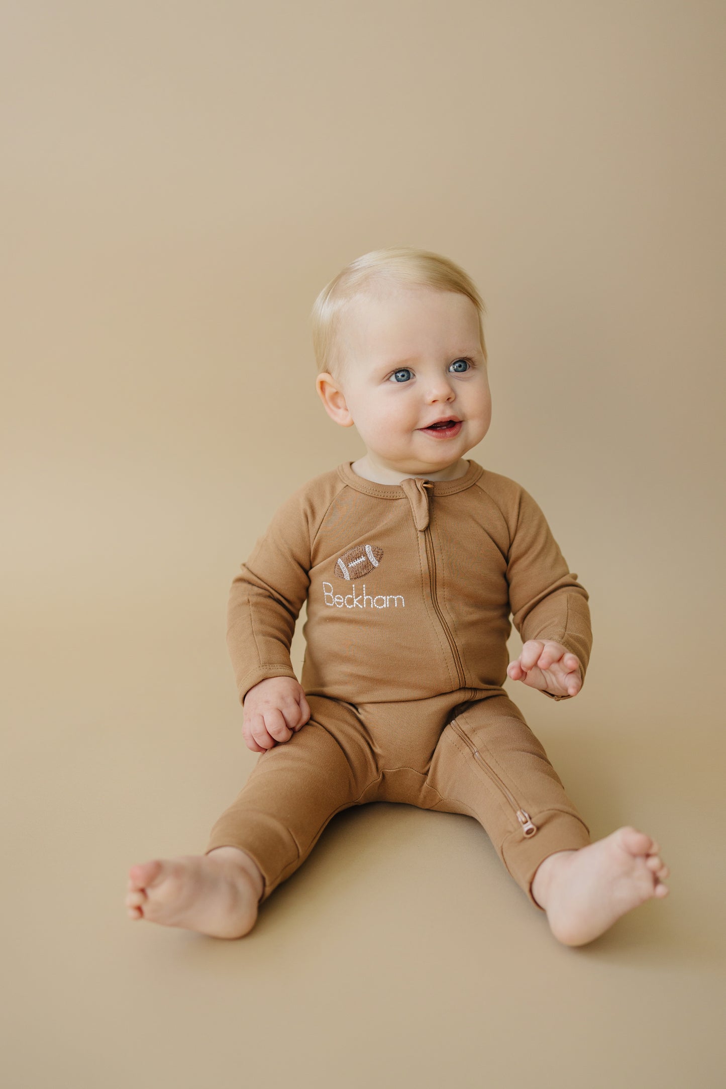 Custom Embroidered Organic Cotton Romper - Football Embroidery