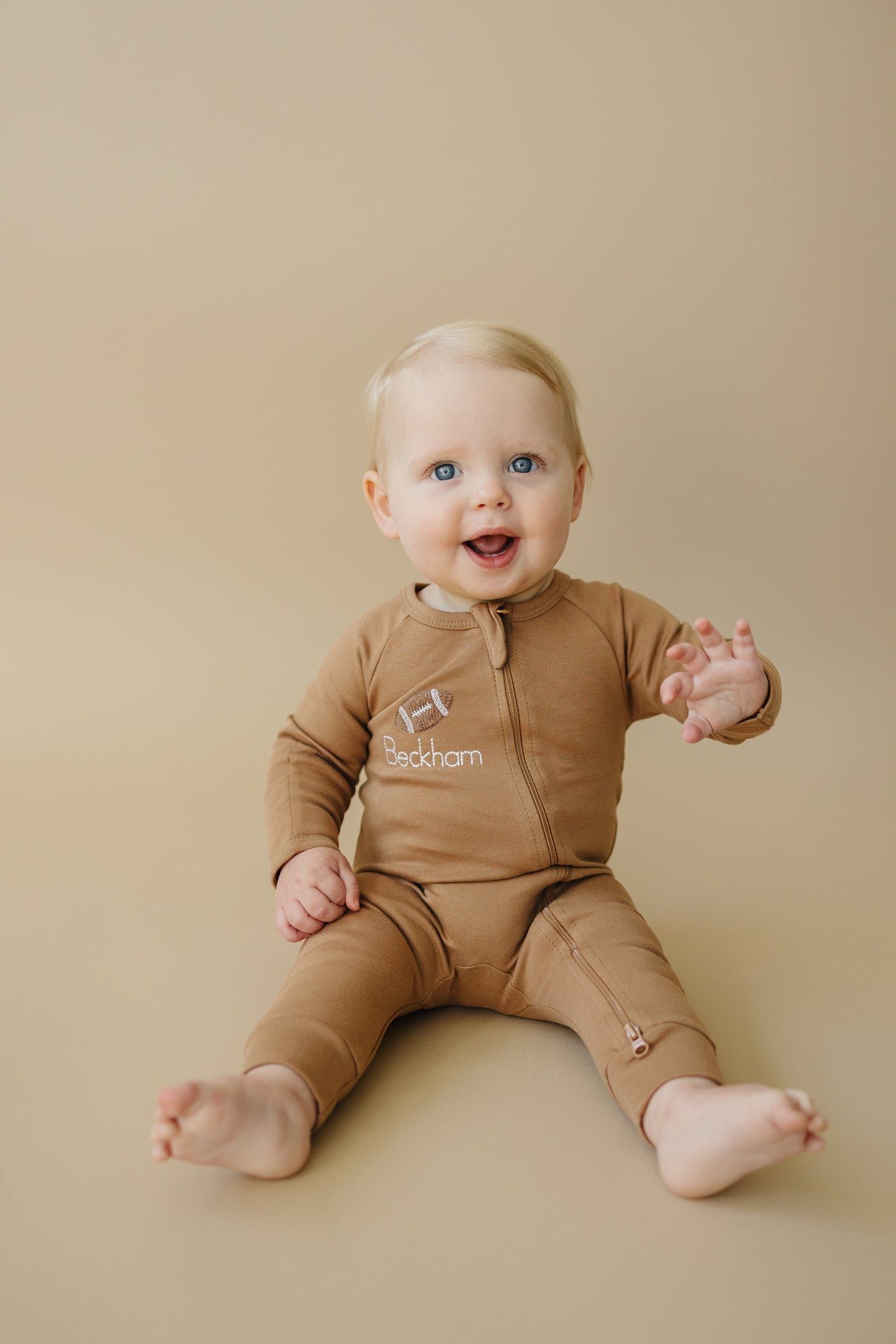 Custom Embroidered Organic Cotton Romper - Football Embroidery