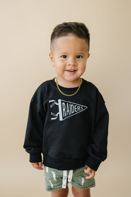 Custom Embroidered Crewneck or Sweatshirt Romper - Custom Pennant or Football Design