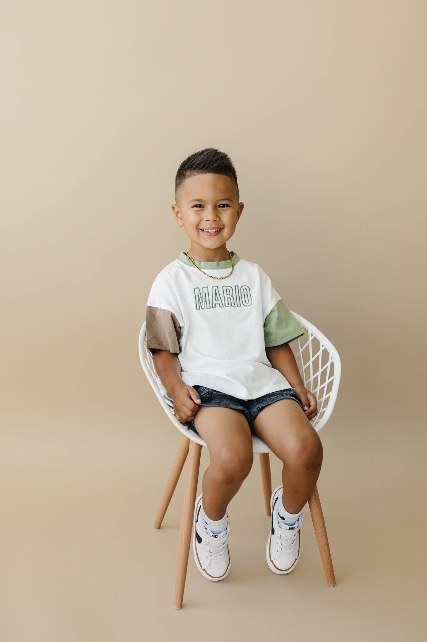 Blank Colorblock Tee and Biker Shorts Set
