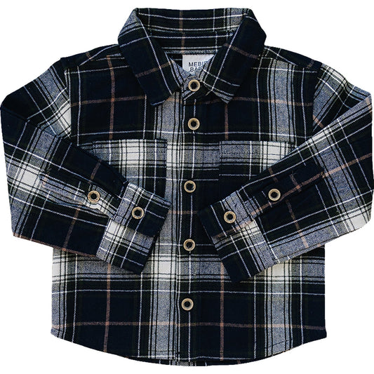 Navy Plaid Button Up Shirt