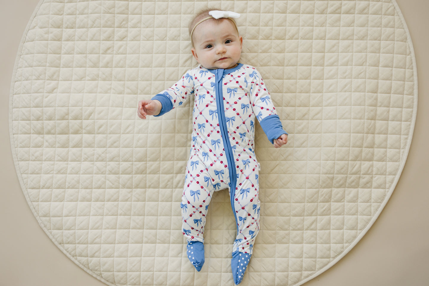 Red White & Bows Bamboo Zippy Romper