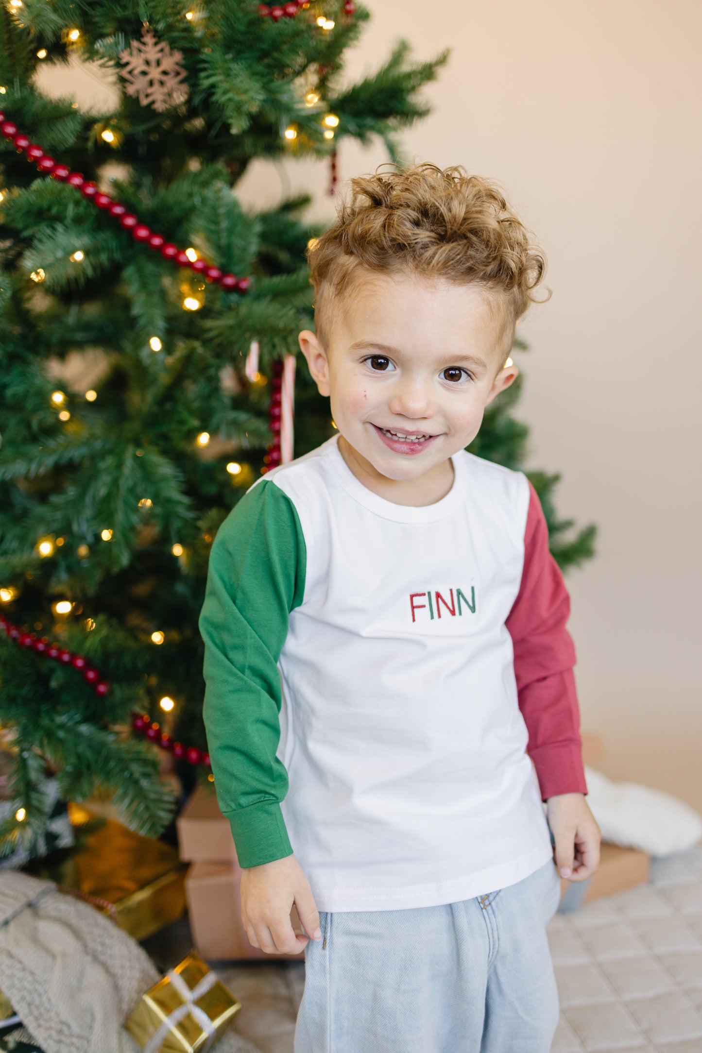 Blank Organic Cotton Colorblock Christmas Tee