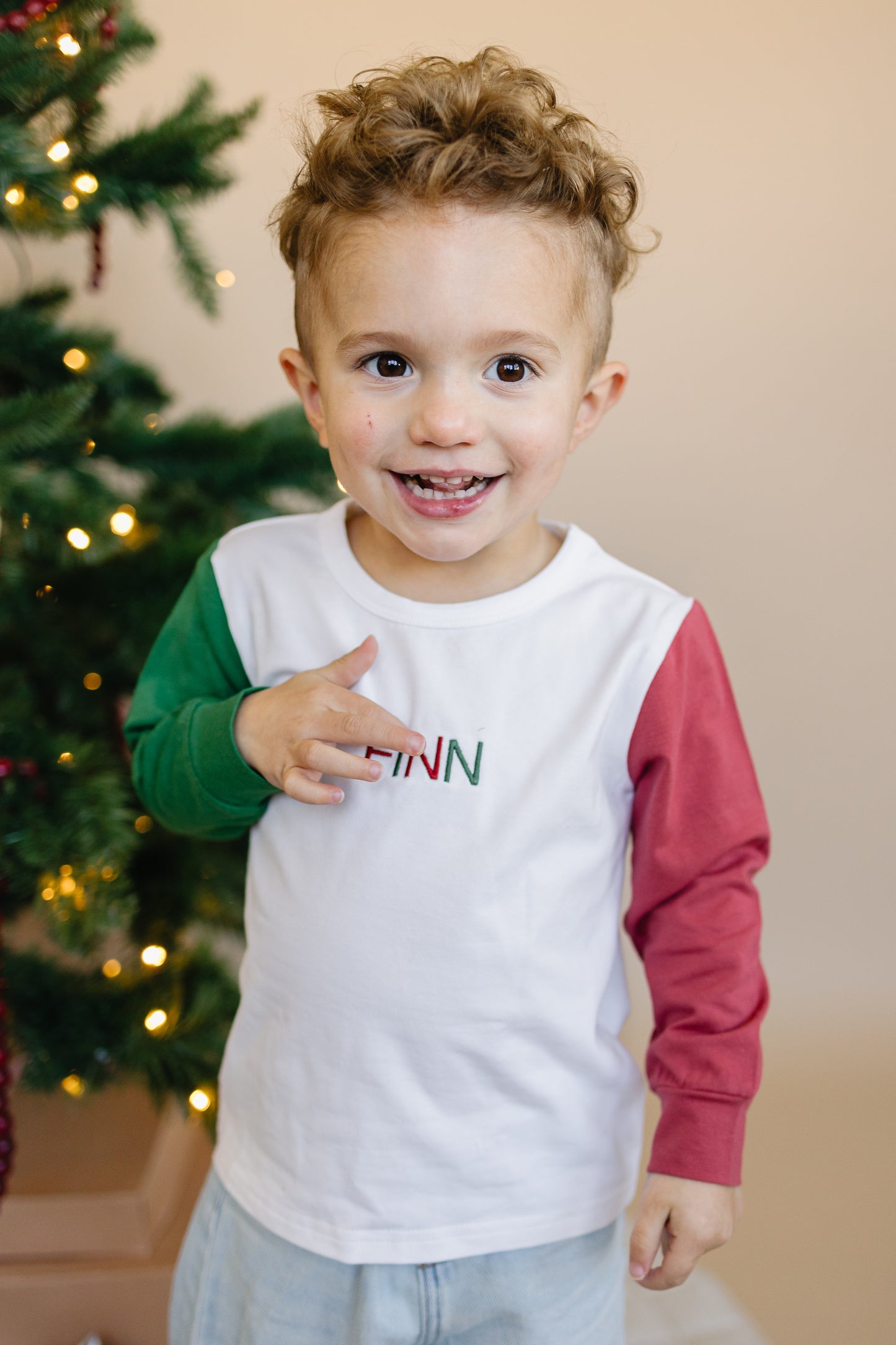Blank Organic Cotton Colorblock Christmas Tee