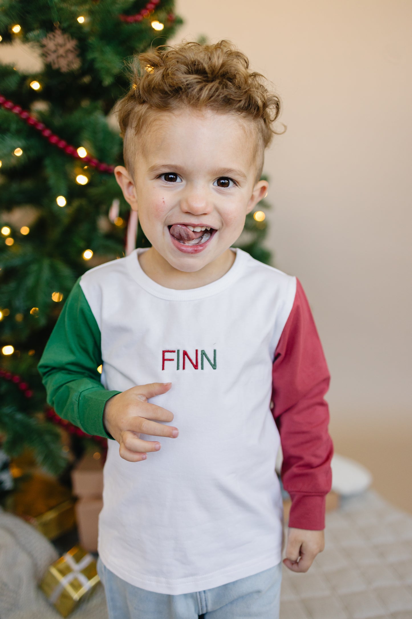 Blank Organic Cotton Colorblock Christmas Tee