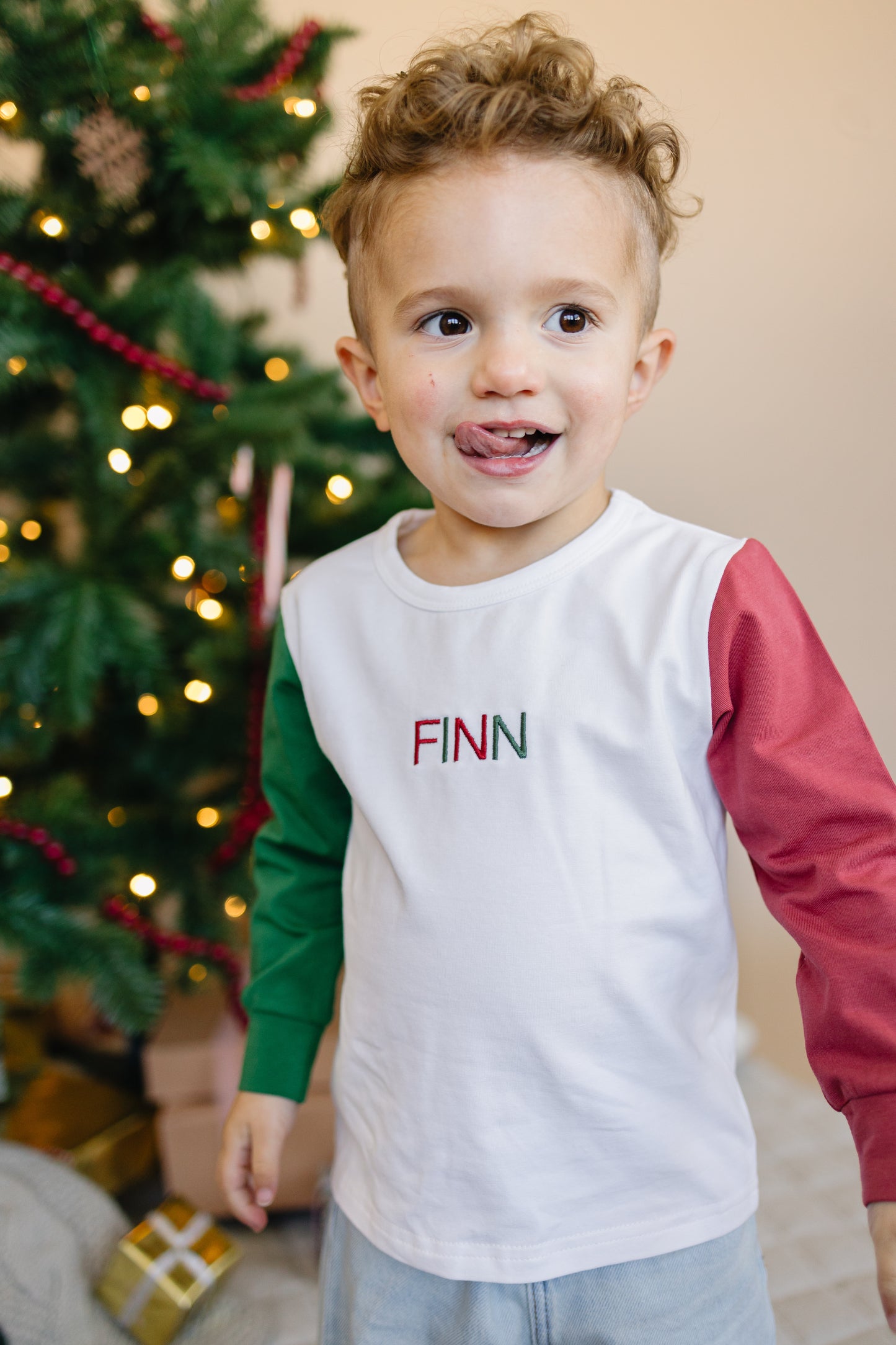 Blank Organic Cotton Colorblock Christmas Tee