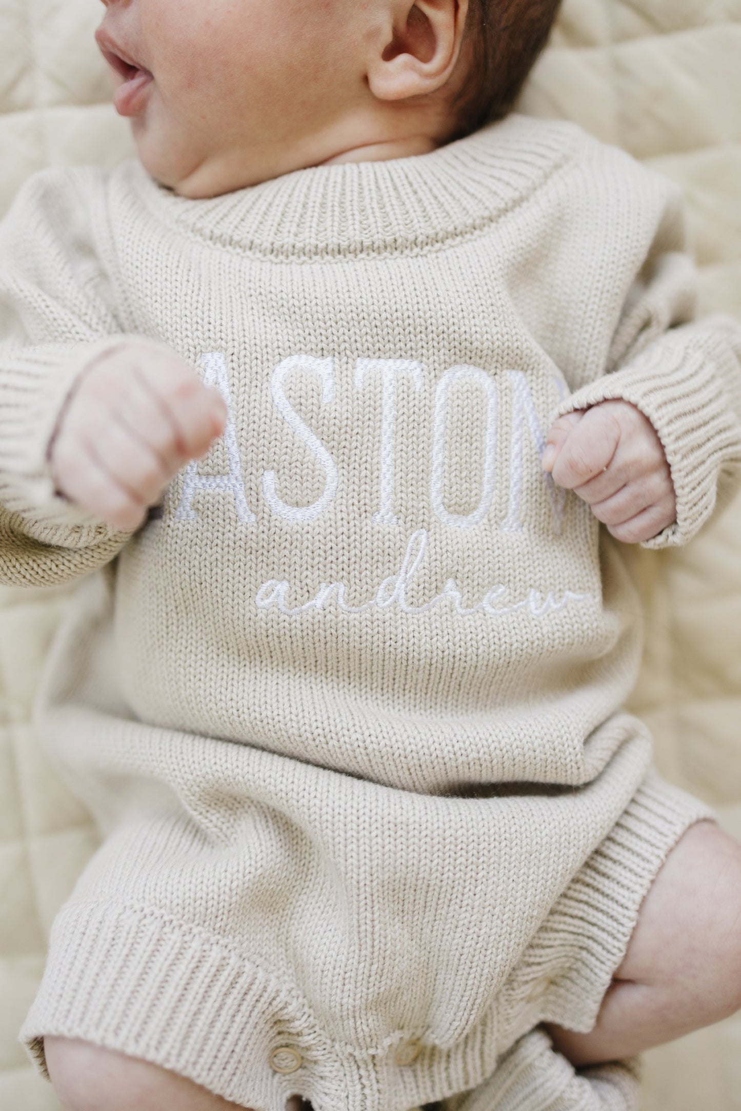 Custom Embroidered Knit Sweater Romper