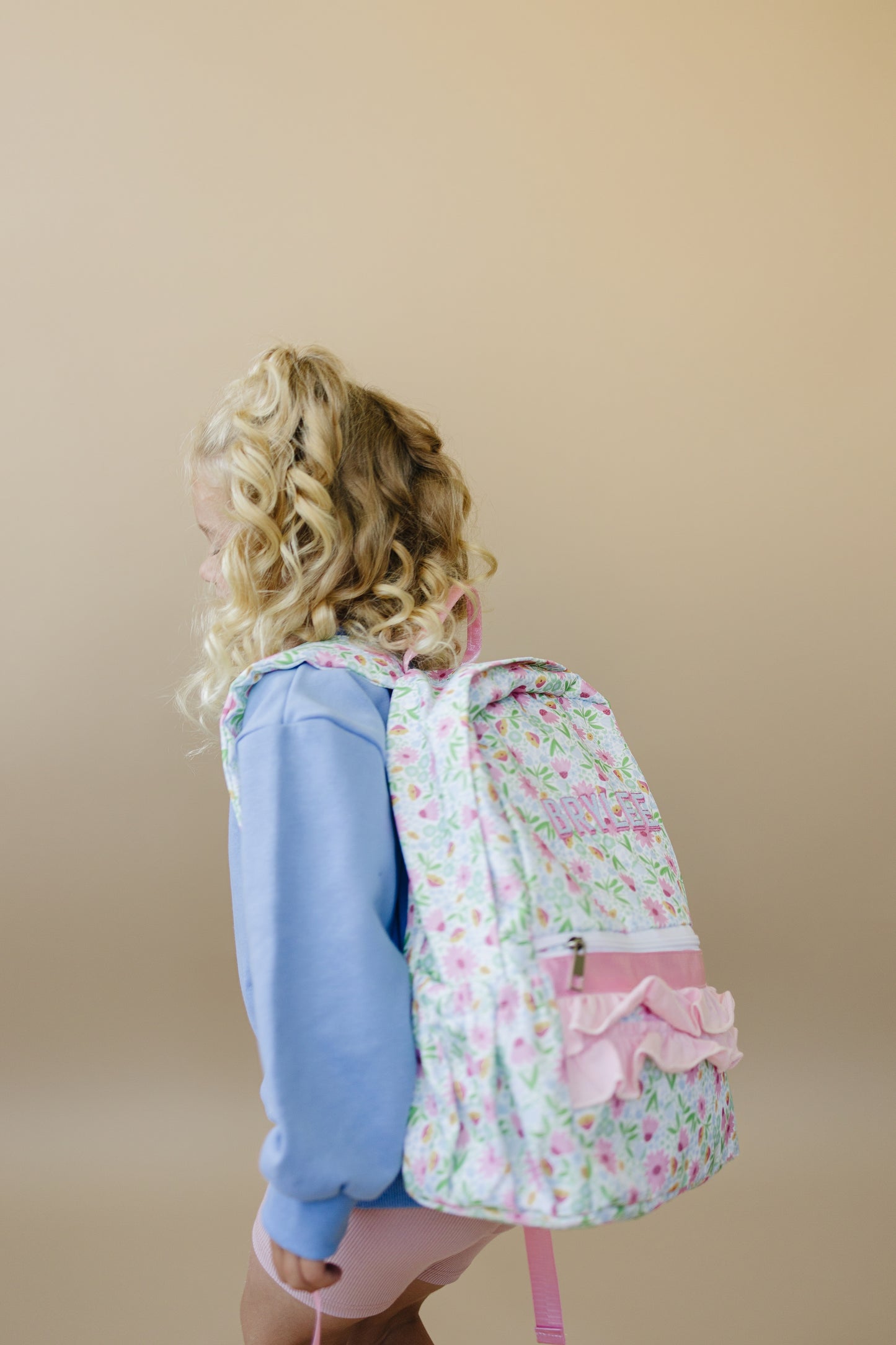 NEW Custom Embroidered Ruffle Floral Backpack