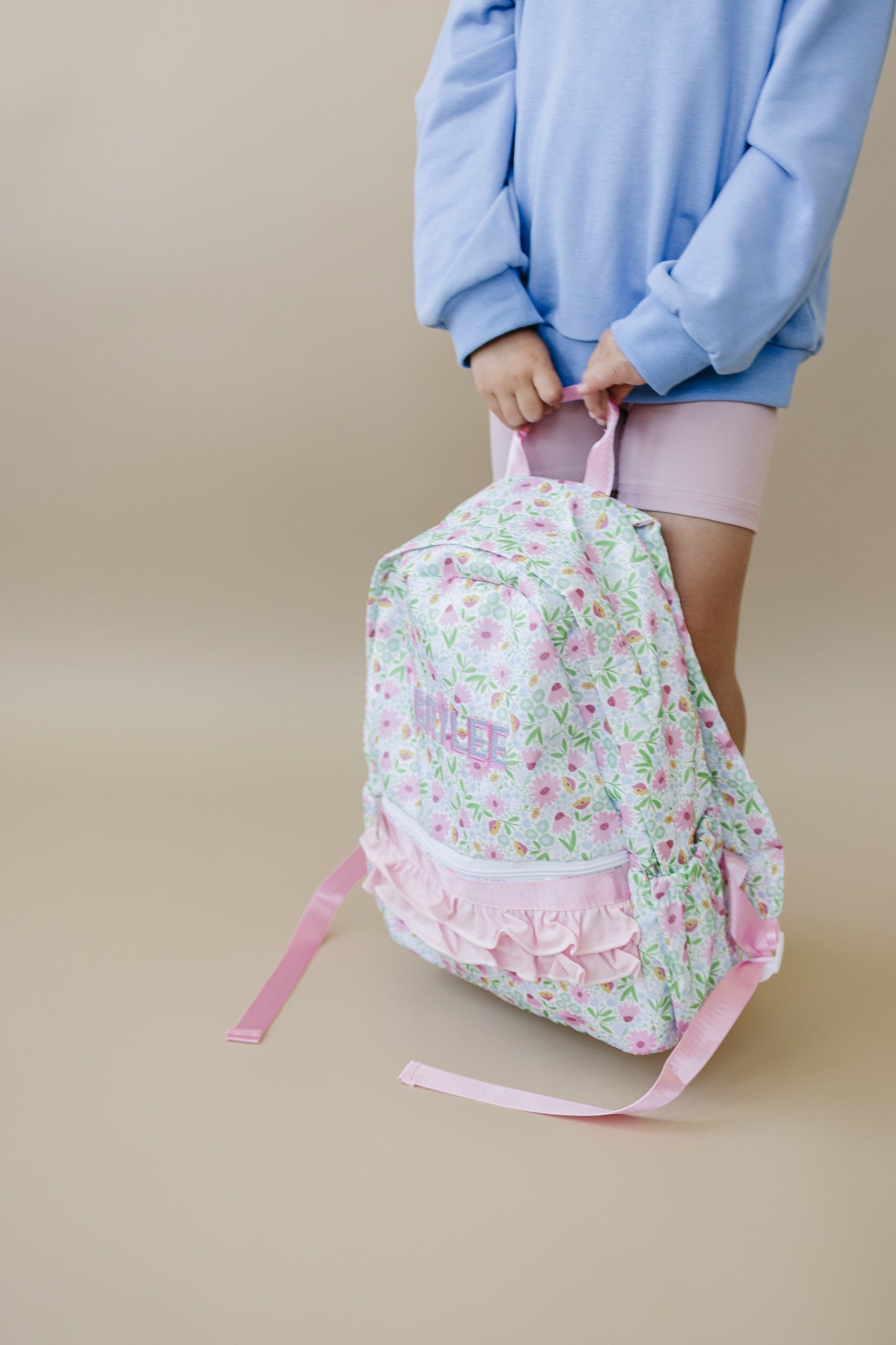 NEW Custom Embroidered Ruffle Floral Backpack