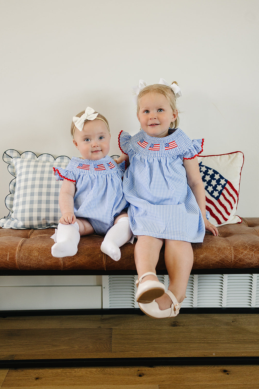 Flag Gingham Smocked Bubble Romper