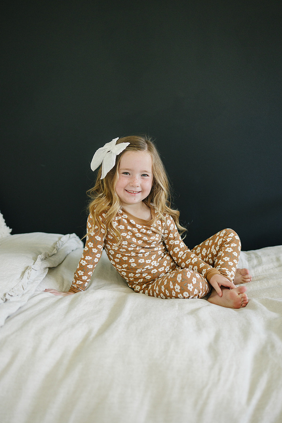Mustard Floral Ribbed Bamboo Cozy Set - Little Joy Co.