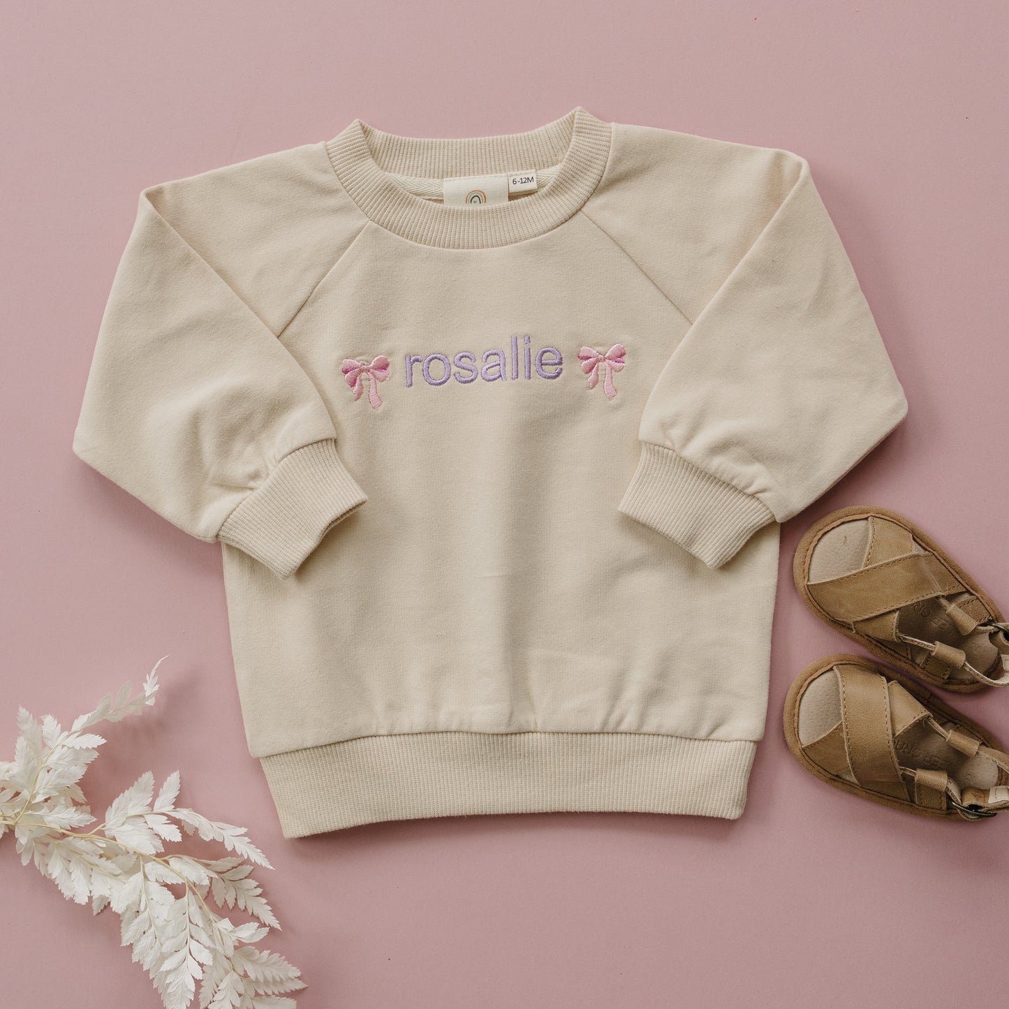 Custom Embroidered Organic Cotton Crewneck or Romper Sweatshirt - Fruit Design