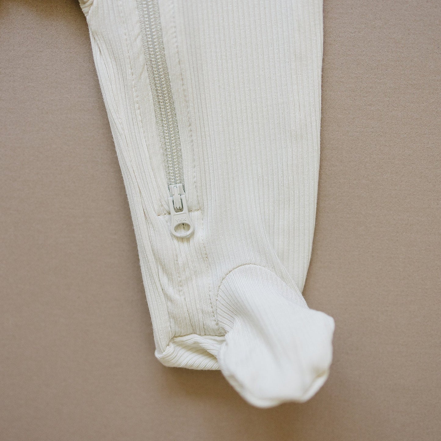 Cream Ribbed Bamboo Zipper - Little Joy Co.