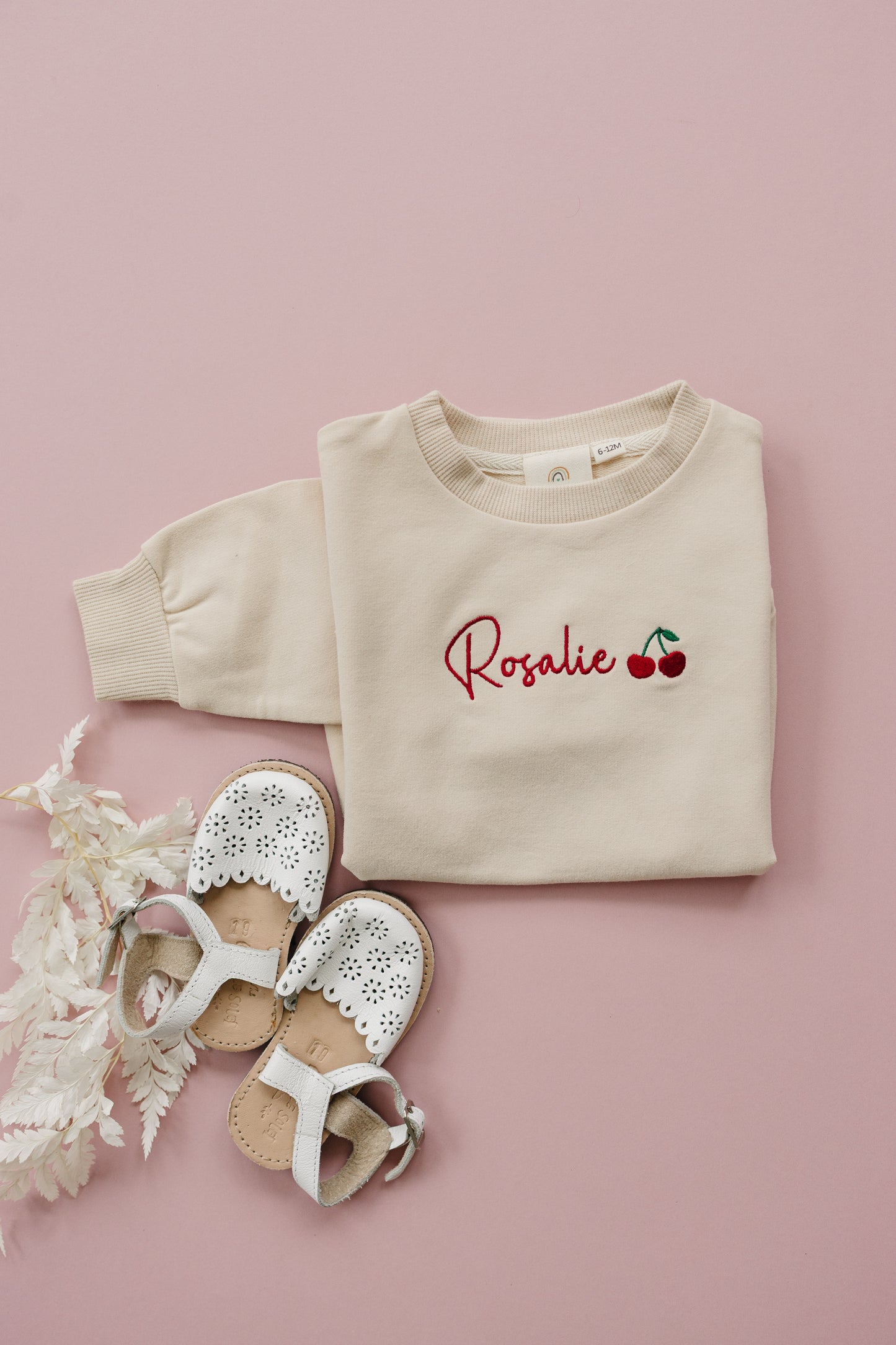 Custom Embroidered Organic Cotton Crewneck or Romper Sweatshirt - Fruit Design