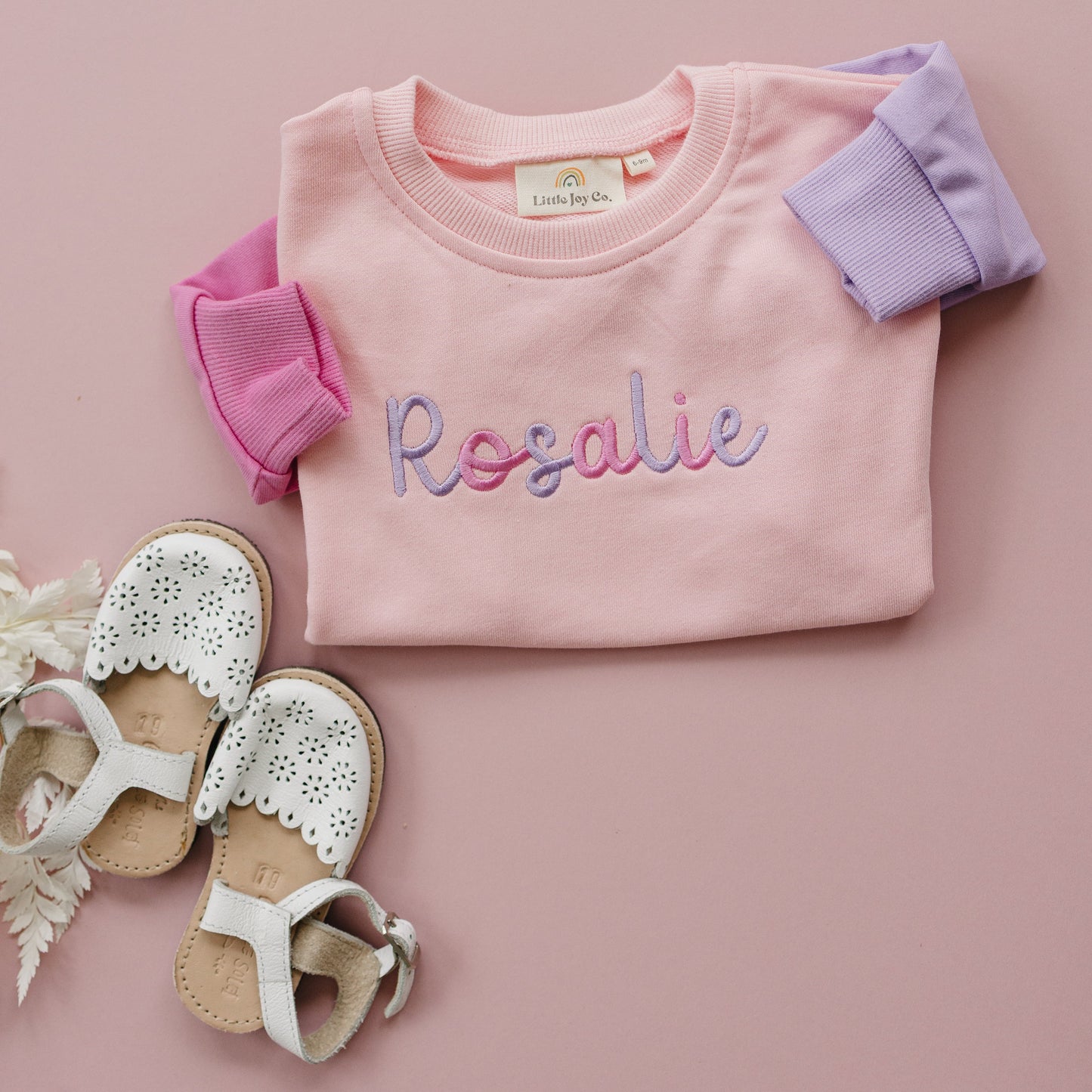 Custom Embroidered Colorblock Crewneck Sweatshirt or Bubble Romper