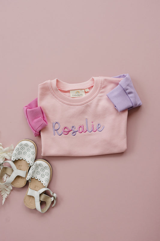 Custom Embroidered Colorblock Sweatshirt Romper