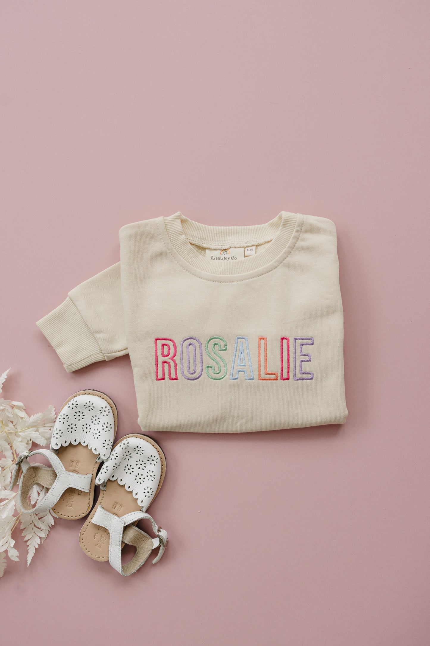 Custom Embroidered Organic Cotton Crewneck or Romper Sweatshirt - Fruit Design
