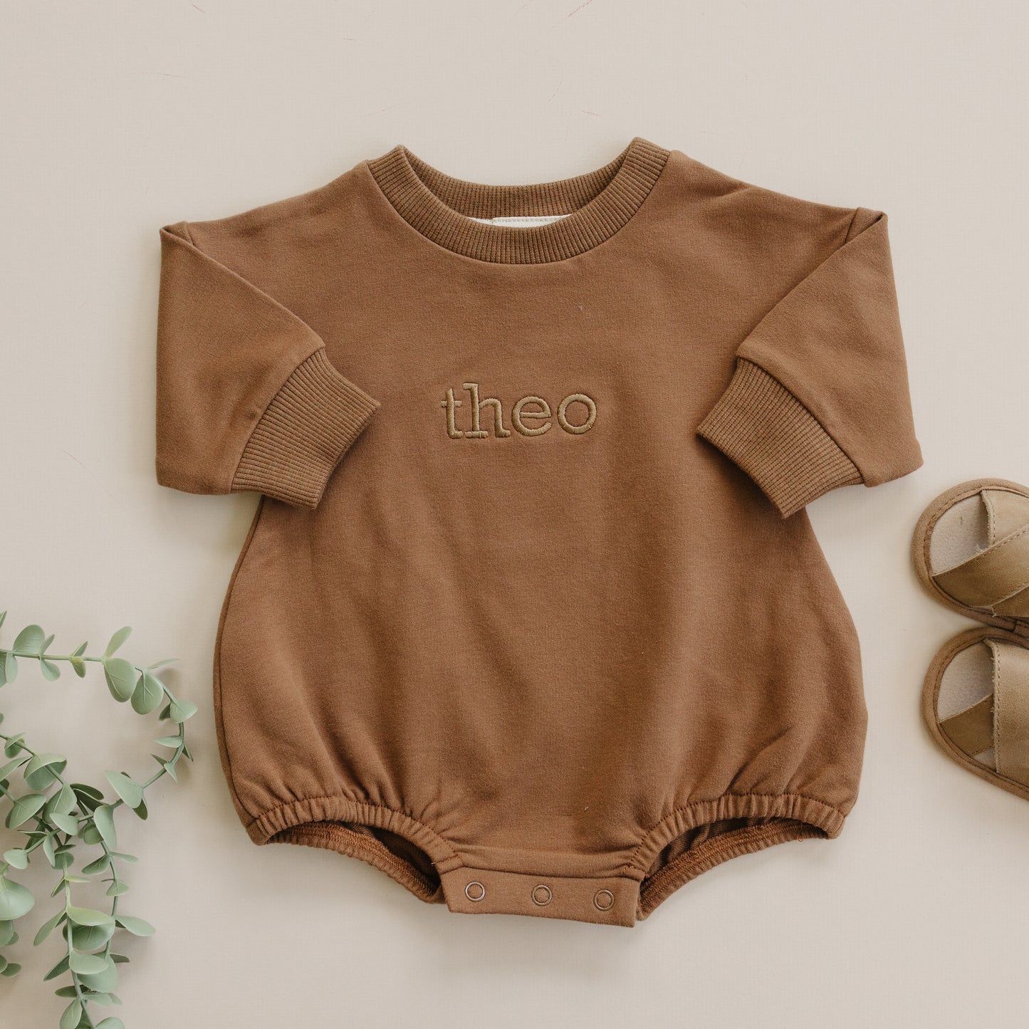 Custom Embroidered Organic Cotton Sweatshirt Romper - more colors