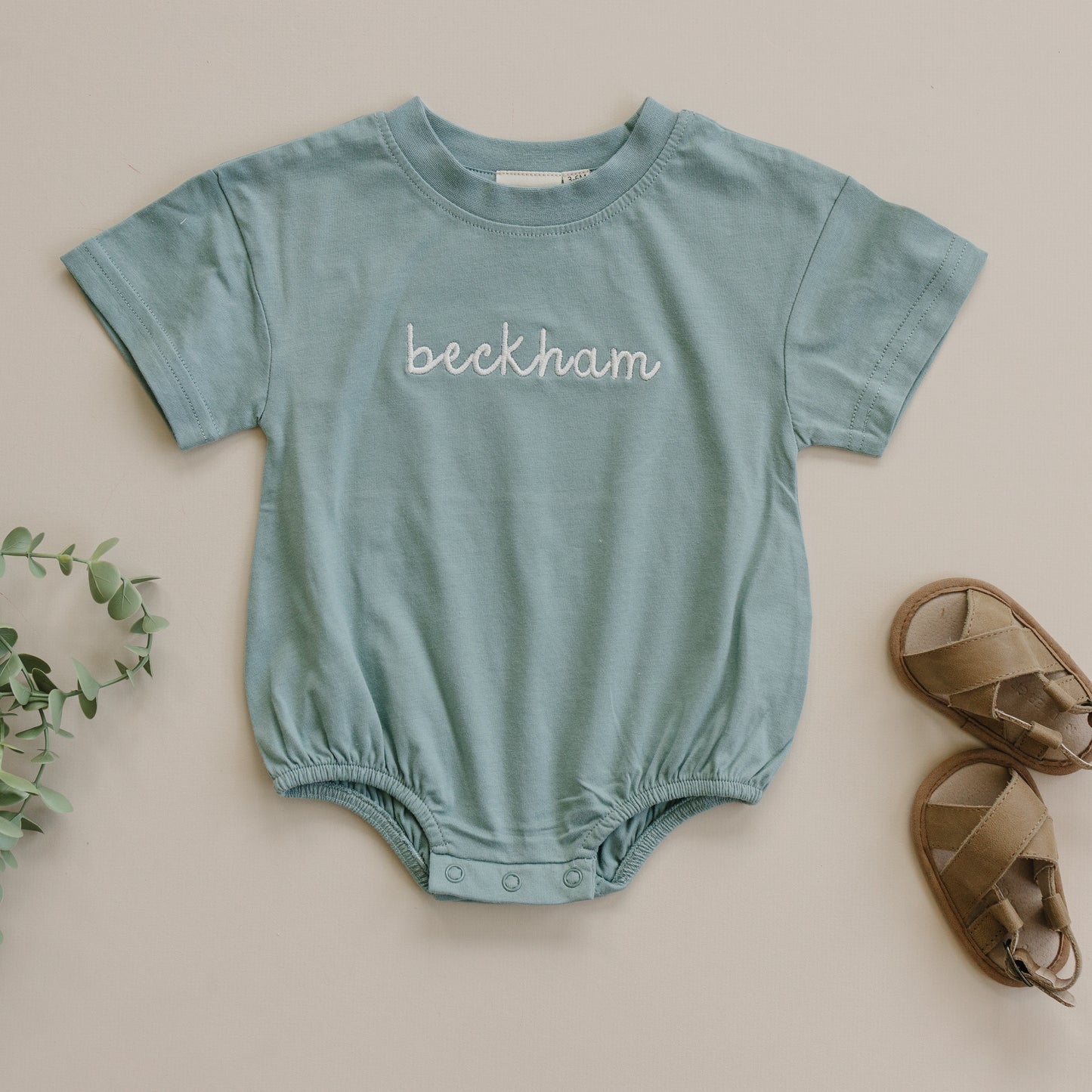 Custom Embroidered Organic Cotton Oversized T-Shirt Romper or Tee - more colors