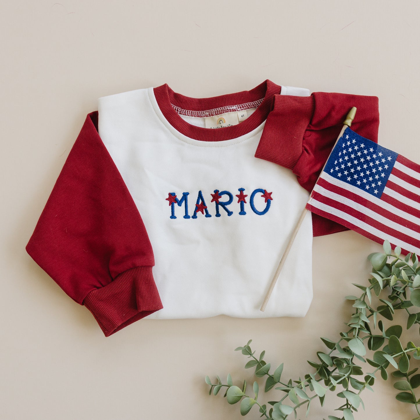 Custom Embroidered 4th of July Sweatshirt Romper or Crewneck - Red