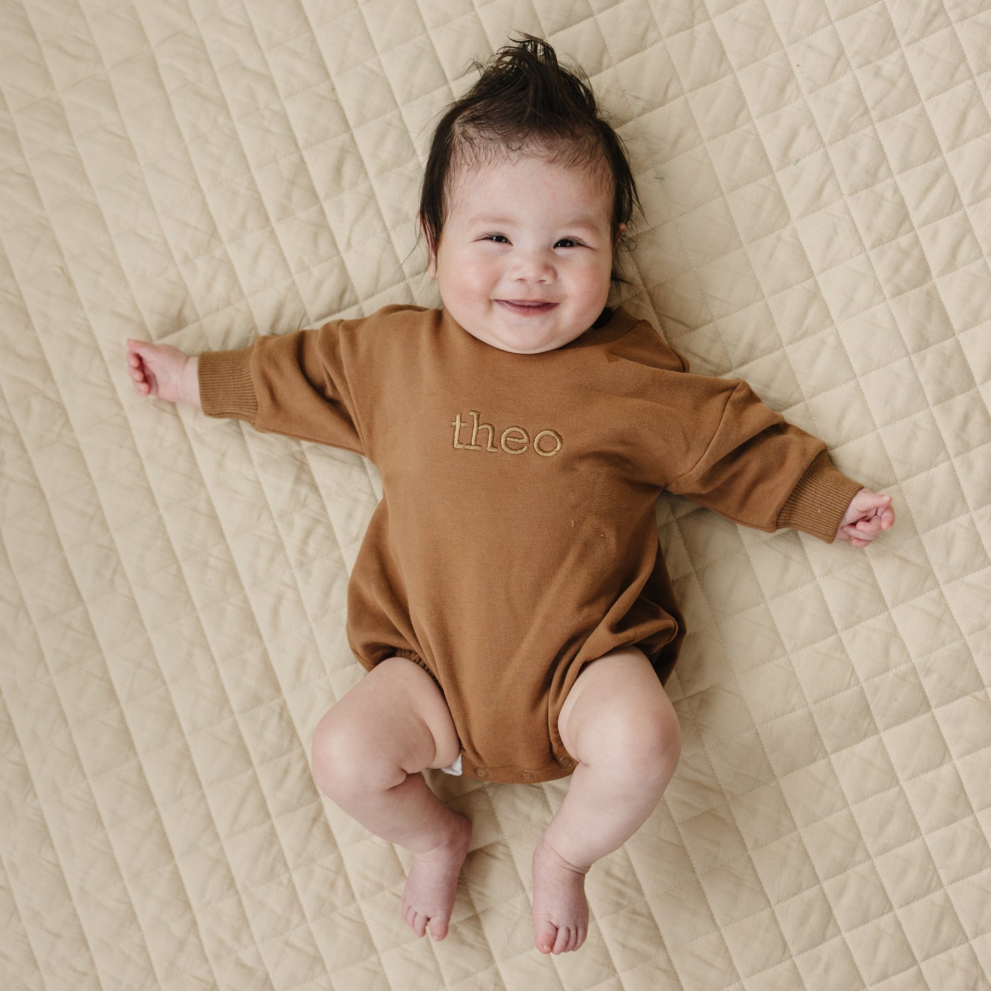 Custom Embroidered Organic Cotton Sweatshirt Romper - more colors