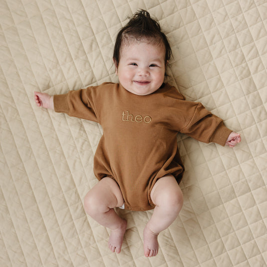 Custom Embroidered Organic Cotton Sweatshirt Romper - more colors