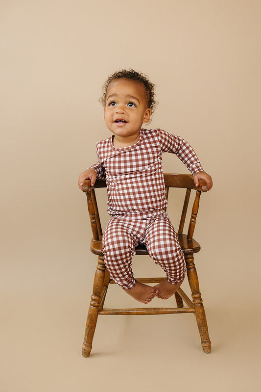 Bamboo Two Piece Set | Chocolate Gingham