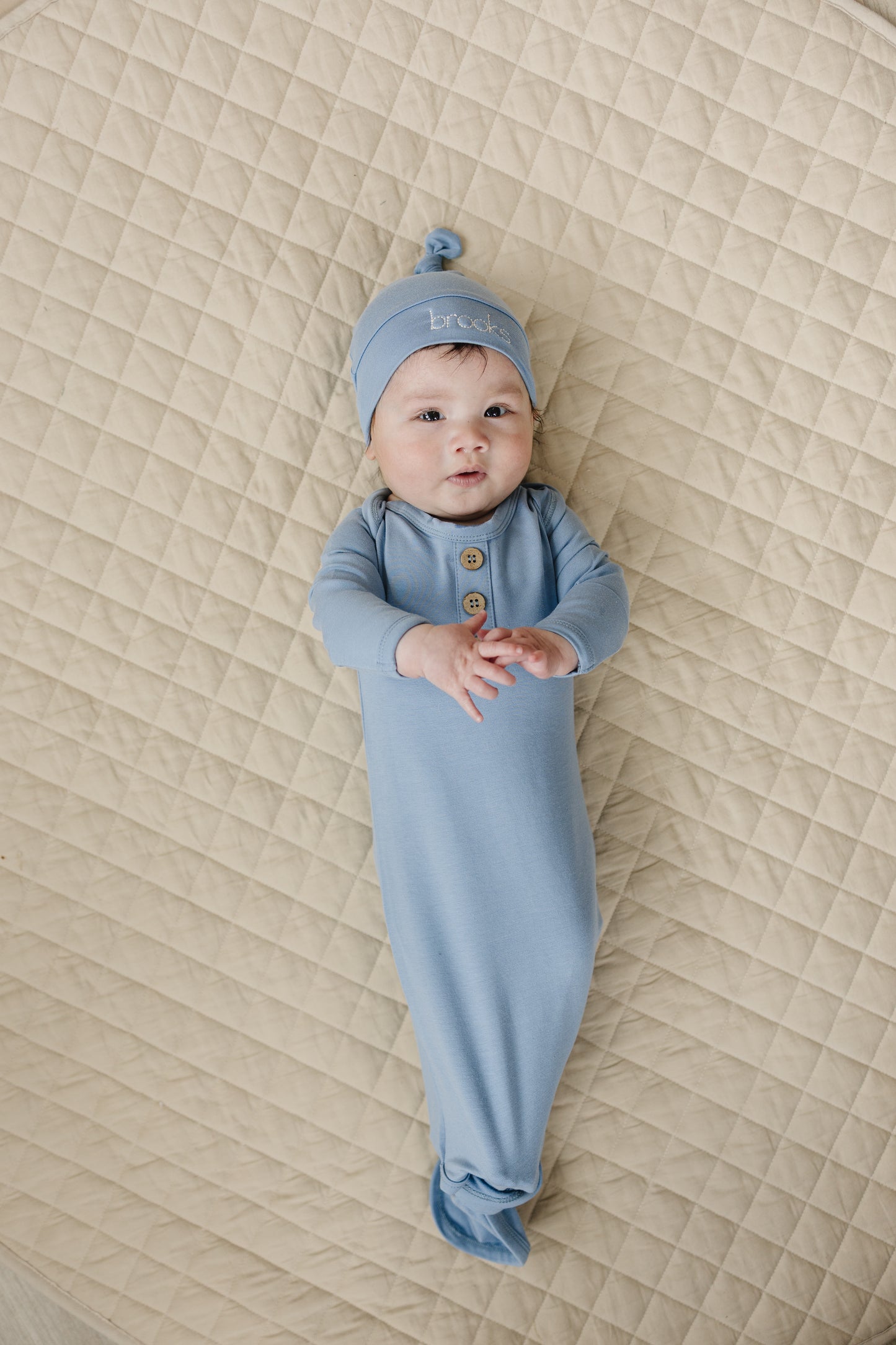 Custom Embroidered Newborn Bamboo Gown & Hat Set