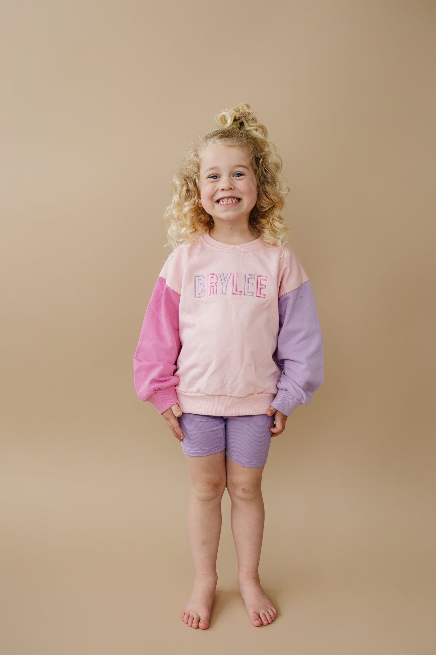 Custom Embroidered Colorblock Crewneck Sweatshirt or Bubble Romper