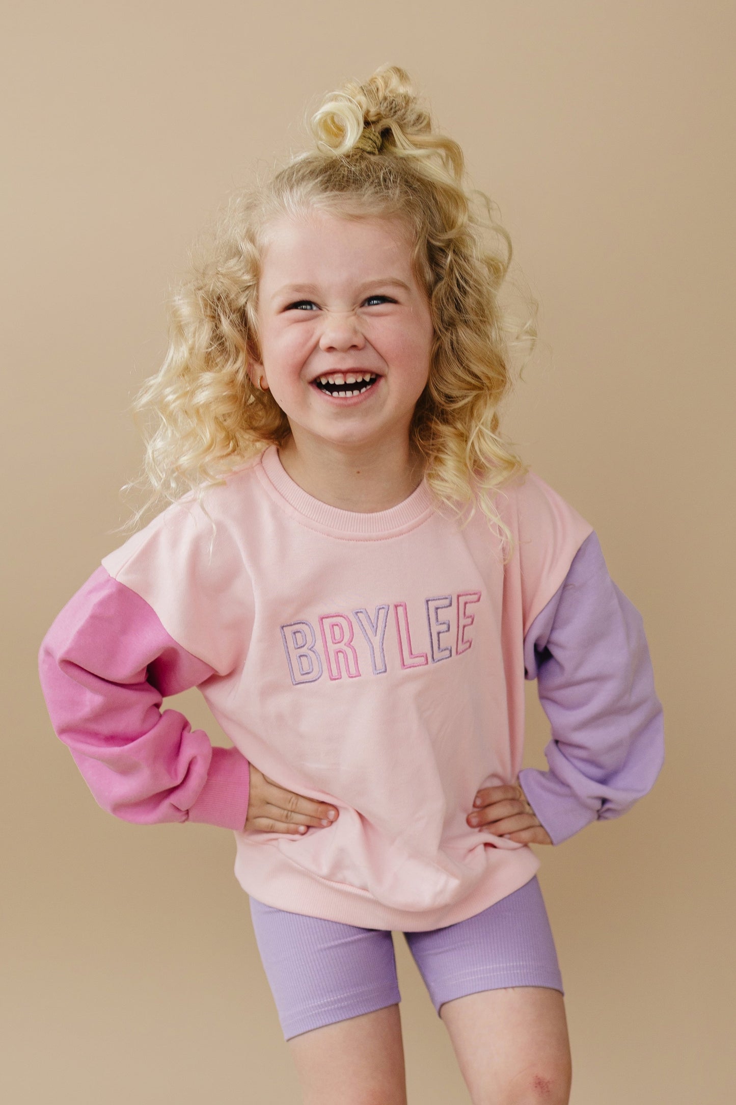 Custom Embroidered Colorblock Crewneck Sweatshirt or Bubble Romper