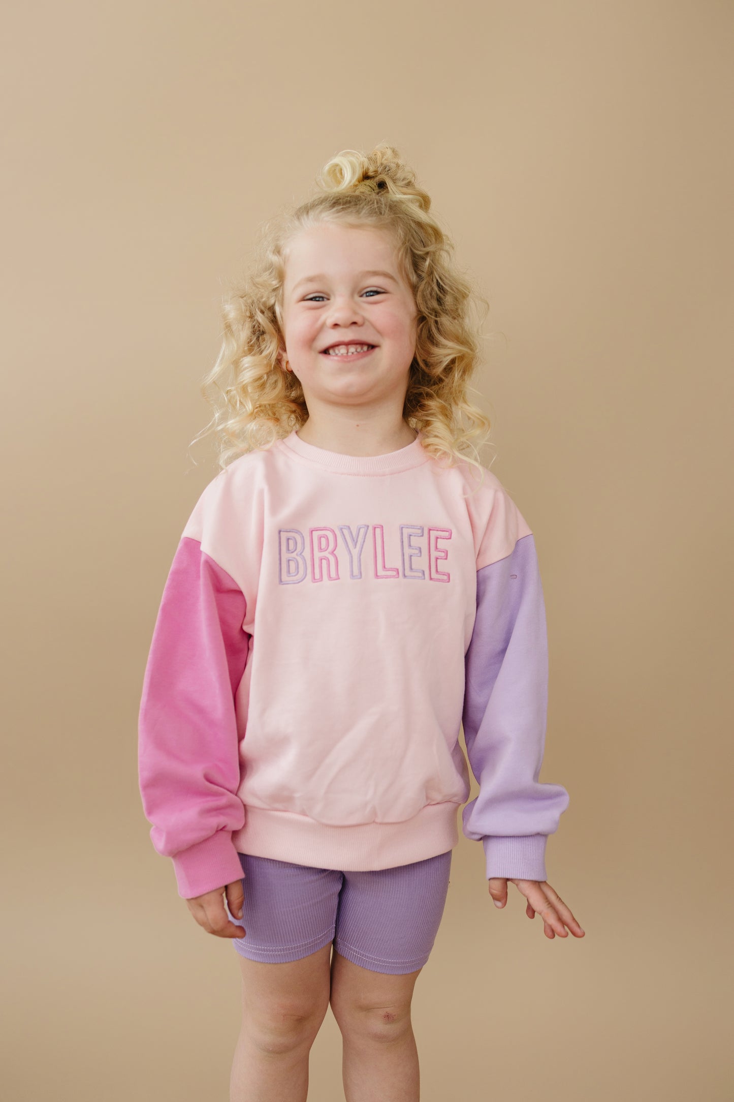 Custom Embroidered Colorblock Crewneck Sweatshirt or Bubble Romper